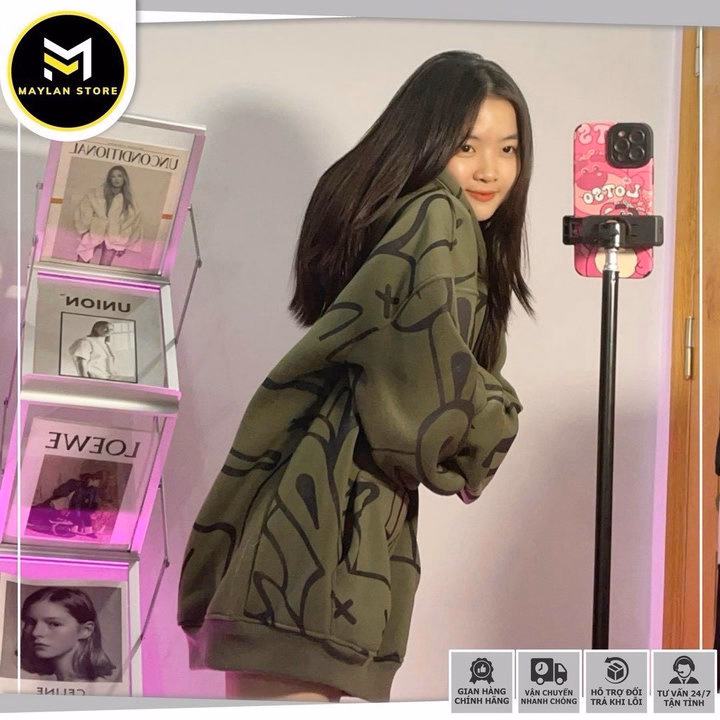 Áo Hoodie Not Rabbit Nỉ Lót Bông Chữ Thêu Form Rộng Unisex Nam Nữ -Sht132- Minh Hà House - Ảnh 6