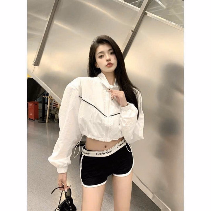 Áo Khoác Dù Nữ 2 Lớp Dáng Lửng Phối Sọc Ngang Áo Siêu Đẹp Phong Cách - Htm Fashion - Ảnh 7