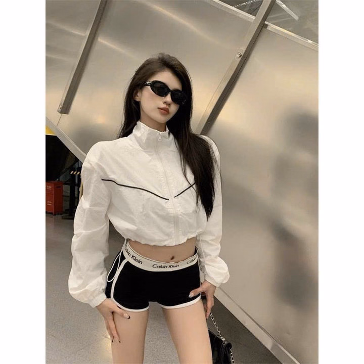 Áo Khoác Dù Nữ 2 Lớp Dáng Lửng Phối Sọc Ngang Áo Siêu Đẹp Phong Cách - Htm Fashion - Ảnh 15