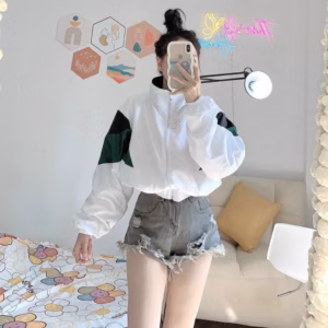 Áo Khoác Dù 2 Lớp Nữ Dáng Lửng Phối Màu Cá Tính Thời Trang Hot - Htm Fashion