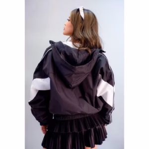 Áo Khoác Dù Nữ 2 Lớp Dáng Lửng Dây Kéo Trơn Phối Sọc Tay Siêu Đẹp - Htm Fashion