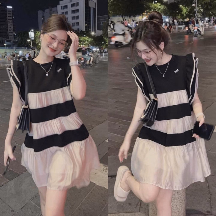 Đầm Váy Nữ Phối Voan Tay Cánh Tiên Bt908- Nana House