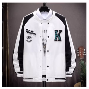 Áo Khoác Bomber Nỉ Nam Nữ Bút Bấm Thêu Chữ K Phối Áo Cực Chất - Htm Fashion