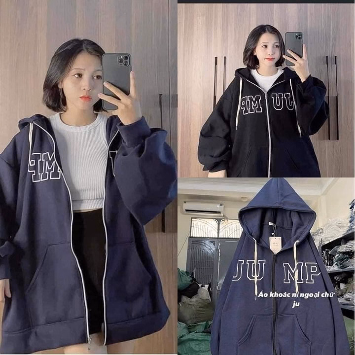 Áo Khoác Nỉ Form Rộng Chữ Jump Mũ 2 Lớp Form Rộng
