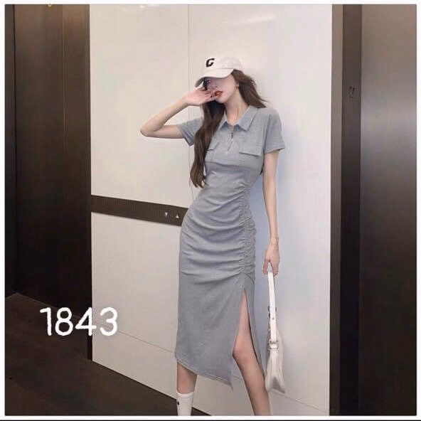 Đầm Váy Nữ Thun Gân Dáng Dài Dây Rút Xẻ Tà St735- Sam Store - Ảnh 8
