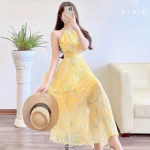 Đầm Voan Hoa Cổ Yếm Dập Ly 2 Lớp Sh1158- Sam Store