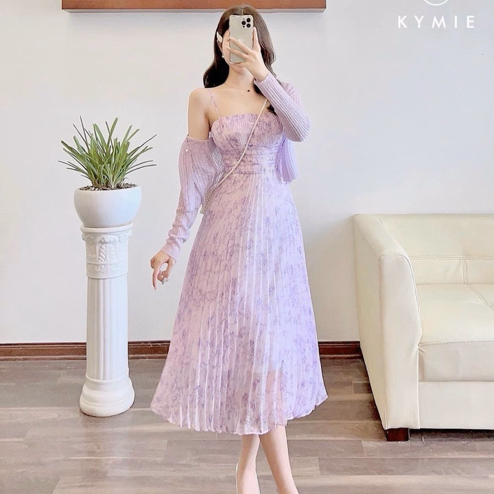 Set Đầm Voan Dập Ly Xếp Ngực Kèm Áo Khoác Sh1459- Sam Store - Ảnh 4