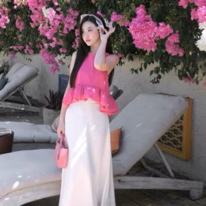 Set Đồ Nữ Chân Váy Dài Phối Áo Bèo Lai Sh956- Sam Store