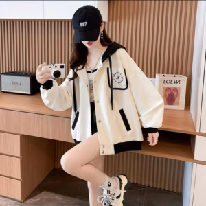 Áo Khoác Nỉ Dây Kéo Phối Túi Ngực Thêu Chữ R Dây Viền Siêu Xinh Form Rộng Ut33 - Golden Dream