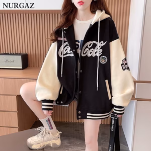 Ái Khoác Nỉ Nữ Kiêu Bóng Chày Thêu Chữ Coca Cole Phối Mũ Rộng Ut82 - Phương Store