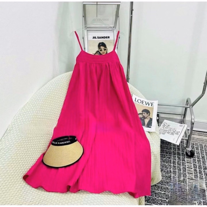 Váy 2 Dây-Đầm Bầu Đi Biển Dạo Phố 2 Dây Siêu Thoáng Mát Babydoll Màu Sắc Tre Trung Cực Xinh Vải Đũi Gân - Ảnh 4