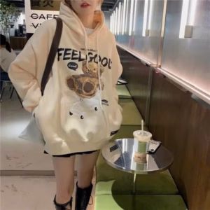 Áo Khoác Hoodie Nỉ Nam Nữ In Chú Gấu Siêu Dễ Thương Form Rộng Hot Trend - Htm Fashion
