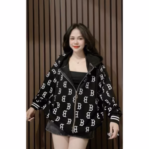 Áo Khoác Hoodie Nỉ Nữ In Chữ B Áo Dây Khóa Kéo Chất Vải Nỉ Ngoại Dày Dặn - Htm Fashion