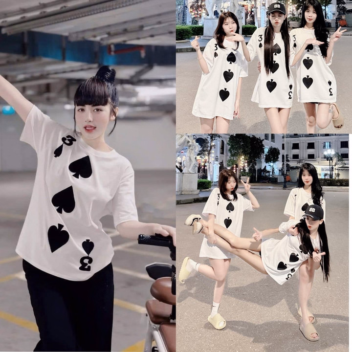 Áo Phông Form Rộng Tay Lỡ Form Unisex - In Hình Lá Bài 3 Bích - Ảnh 8