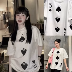 Áo Phông Form Rộng Tay Lỡ Form Unisex - In Hình Lá Bài 3 Bích