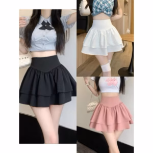 Chân Váy Ngắn Bản To Lưng Thun Dập Ly Bhgs - Be Yourself