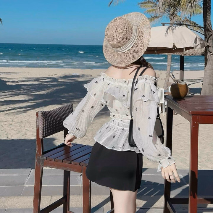 Set Chân Váy Có Lót Kèm Áo Bèo Vai Tay Dài Có Mút Ngực Sh1003- Sam Store - Ảnh 4