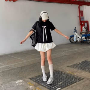 Áo Thun Cotton Nữ Form Babytee Phối Nơ Trước Nơ Sau Tp22 - Golden Dream