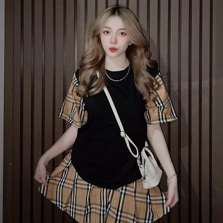 Set Áo Tăm Lạnh Phối Caro Kèm Chân Váy Caro Sh85J(Có Quần Trong)- Sam Store - Ảnh 2