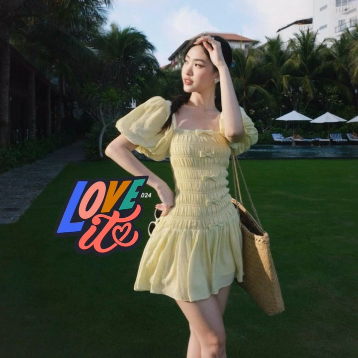 Đầm Tay Phồng Gắn Nơ Mocking 2 Thân Bh95U- Nana House - Ảnh 6