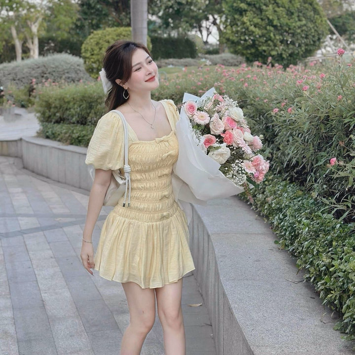 Đầm Tay Phồng Gắn Nơ Mocking 2 Thân Bh95U- Nana House - Ảnh 2