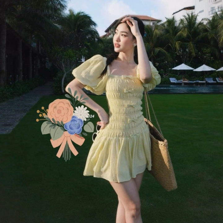 Đầm Tay Phồng Gắn Nơ Mocking 2 Thân Bh95U- Nana House - Ảnh 9