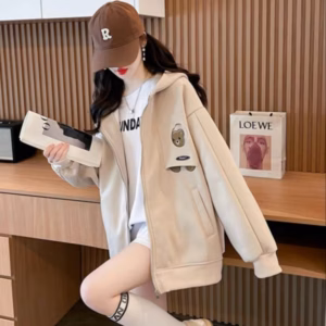 Áo Khoác Hoodie Zip Nam Nữ Gấu Thêu - Áo Khoác Nỉ Có Mũ Tay Phồng Dáng Unisex Hoodie Khoá Kéo Trơn