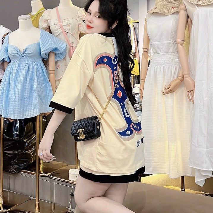 Đồ Bộ Nữ Vải Thun Cotton Xịn Xò In Nổi Chữ B Lớn Form Rộng Siêu Đẹp Tp20 - Golden Dream - Ảnh 2