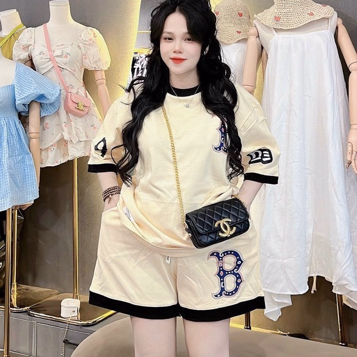 Đồ Bộ Nữ Vải Thun Cotton Xịn Xò In Nổi Chữ B Lớn Form Rộng Siêu Đẹp Tp20 - Golden Dream - Ảnh 3
