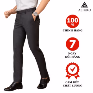 Quần Âu Nam Aligro Màu Ghi Form Chuẩn Slimfit Vải Cotton Cao Cấp Cực Tôn Dáng, Lịch Sự Algo1028 - Aligro