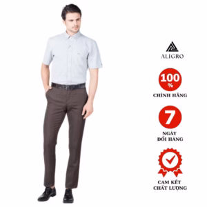 Quần Âu Nam Aligro Màu Nâu Bò, Chuẩn Form Slimfit Vải Nano Cao Cấp, Tôn Dáng, Thoáng Mát Algo1013 - Aligro