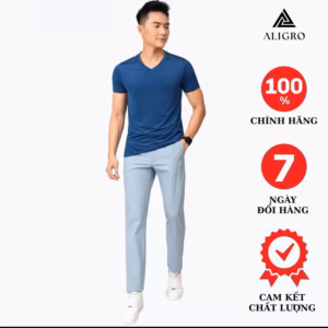Quần Kaki Nam Aligro Trơn Màu Xanh Da Trời, Ôm Vừa, Tôn Dáng, Thoải Mái Algk028 - Aligro