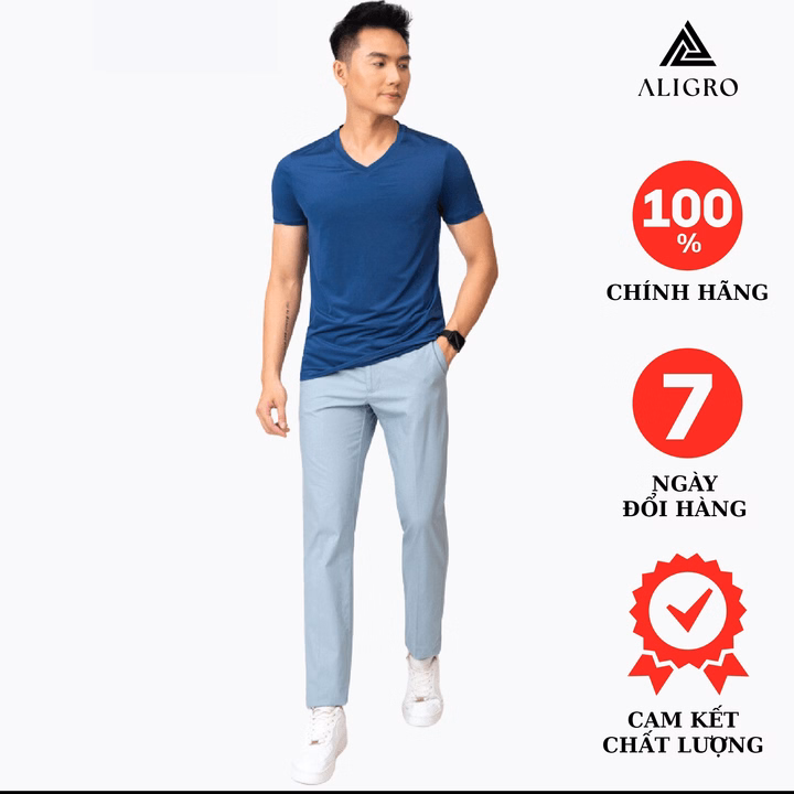Quần Kaki Nam Aligro Trơn Màu Xanh Da Trời, Ôm Vừa, Tôn Dáng, Thoải Mái Algk028 - Aligro