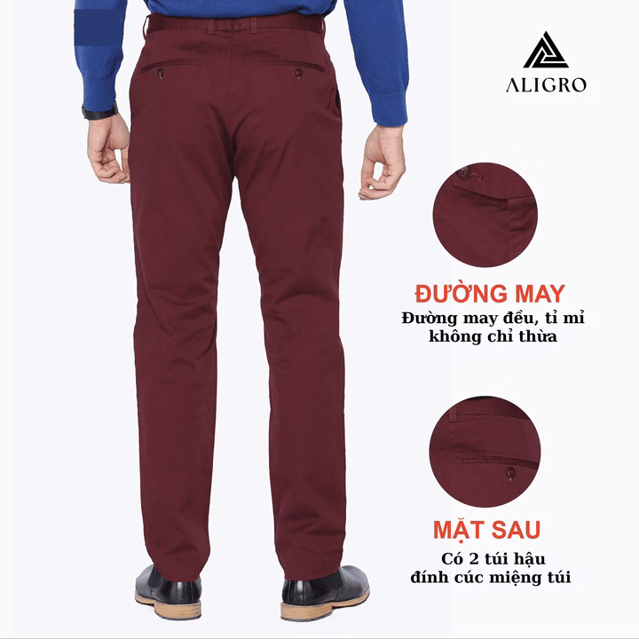 Quần Kaki Nam, Quần Thô Màu Đen Dáng Slimfit, Chất Liệu Vải Kaki Cao Cấp Bền Đẹp, Thiết Kế Cạp Đính Đỉa Aligro Algk015 - Aligro - Ảnh 3