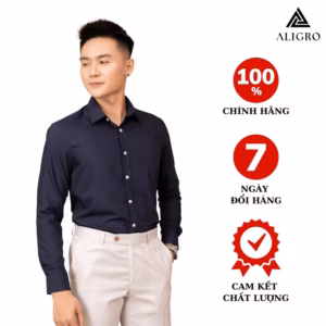 Áo Sơ Mi Slimfit Dài Tay Navy Aligro Algs226 - Aligro