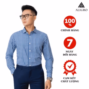 Áo Sơ Mi Nam Dài Tay Aligro Chất Liệu Bamboo Cao Cấp Mềm Mịn, Kháng Khuẩn, Chống Tia Uv Kẻ Caro Xanh Algs215 - Aligro