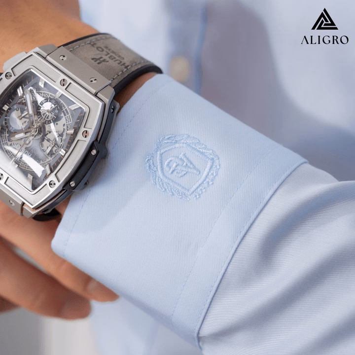 Áo Sơ Mi Nam Dài Tay Aligro Cổ Bẻ Dáng Ôm Body 100% Chất Cotton Xanh Phối Cổ Algs212 - Aligro - Ảnh 4