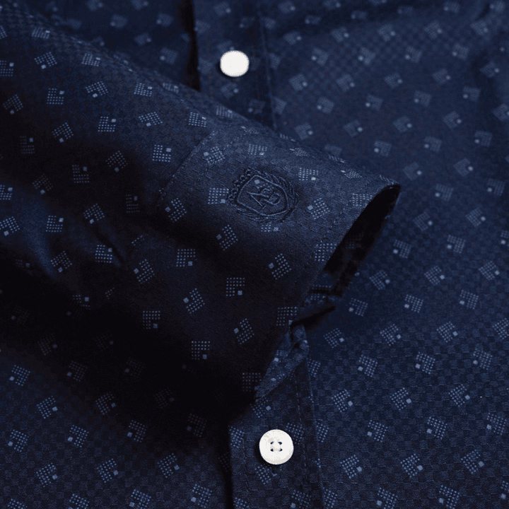 Áo Sơ Mi Nam Dài Tay Aligro Cổ Bẻ Dáng Ôm Body 100% Chất Cotton Navy Vân Ô Algs223 - Aligro - Ảnh 4