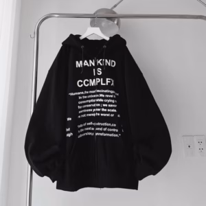 Áo Khoác Nỉ Dây Kéo In Chữ Man Kind Mũ Rộng Nam Nữ Đều Mặc Được Tp46 - Golden Dream