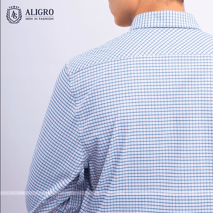 Áo Sơ Mi Dài Tay Nam Aligro Kẻ Xanh Trắng Algs176 - Aligro - Ảnh 3