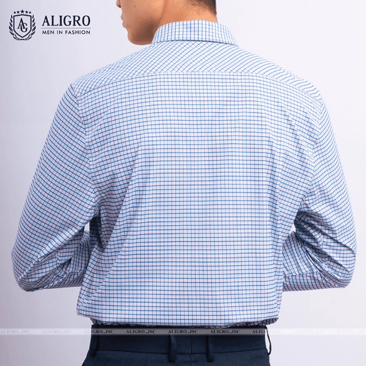Áo Sơ Mi Dài Tay Nam Aligro Kẻ Xanh Trắng Algs176 - Aligro - Ảnh 4