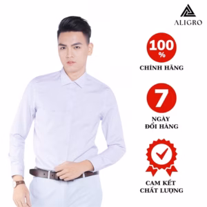 Áo Sơ Mi Nam Dài Tay Aligro Cổ Bẻ Dáng Ôm Body 100% Chất Liệu Cotton Tím Nhạt Algs150 - Aligro