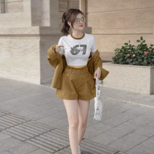 Set Bộ 3 Món Sơmi Kaki Áo Trong Tăm Lạnh Kèm Dây Thắt Lưng Sh130P-Sam Store