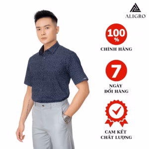 Áo Sơ Mi Nam Ngắn Tay Aligro Nhiều Màu Chất Liệu Cotton Tự Nhiên Cao Cấp, Vạt Bằng Form Custom Trẻ Trung Algs-C66 - Aligro
