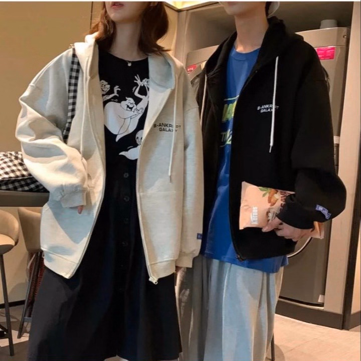 Áo Khoác Hoodie Cặp Đôi Nam Nữ Có Nón Phối Khóa Kéo Thêu Chữ Galaxy Chất Vải Poly -Htm Fashion - Ảnh 10