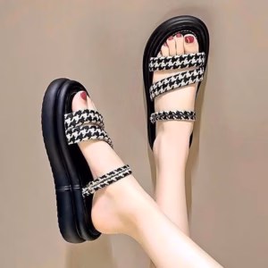 Dép Nữ Quai Chéo Dạ Kẻ Đế Siêu Nhẹ Joyy - Pipi Store