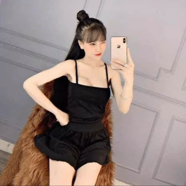 Set Quần Đùi Nữ Tăm Ly + Áo Dây Bún Trơn - Ảnh 4