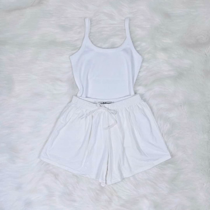 Set Quần Đùi Nữ Tăm Ly + Áo Dây Bún Trơn - Ảnh 5