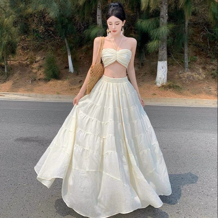 Set Đầm Maxi Đi Biển Dáng Dài 2 Dây Cúp Ngực Xòe Bh110Y- Sam Store - Ảnh 6