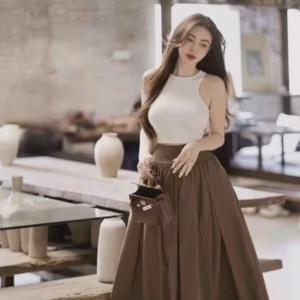 Set Áo Tăm Lạnh Kèm Chân Váy Cotton Lạnh Sh8006- Sam Store